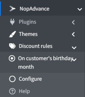 On customers birthday month navigation menu